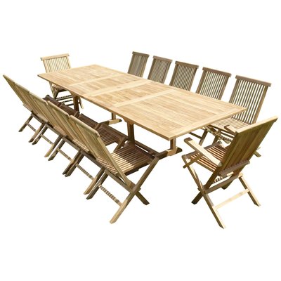 Ensemble de jardin en teck premium KIRANG 10 chaises 2 fauteuils JENAE TECK'LINE