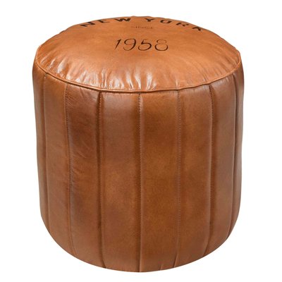 Pouf rond en cuir D42 cm - BALLY RENDEZ-VOUS DÉCO