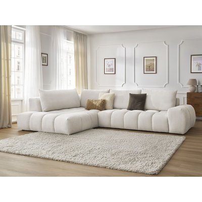 Canapé d'angle fixe 4 places en tissu texturé, EVEREST BOBOCHIC