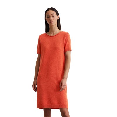 Robe en tricot à manches courtes relaxed en mélange de coton et de lin bio MARC O'POLO