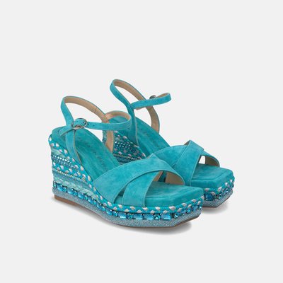 Sandales compensées tressées avec strass et brides croisées ALMA EN PENA