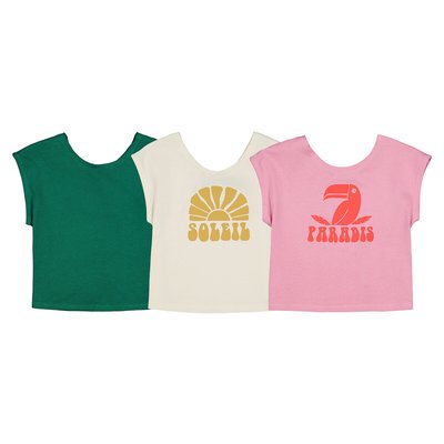 Set van 3 T-shirts met ronde hals, fantasie rug LA REDOUTE COLLECTIONS