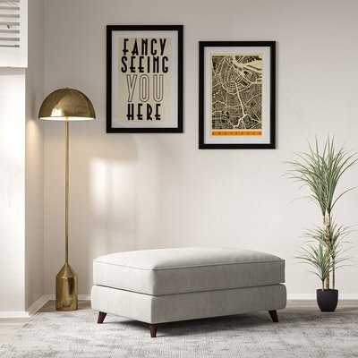 Amelia Soft Brushed Footstool with Dark Wood Legs SO'HOME