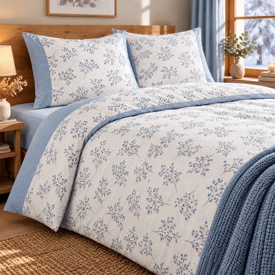 Parure housse de couette coton flanelle 57 fils imprimé ROMA LINANDELLE