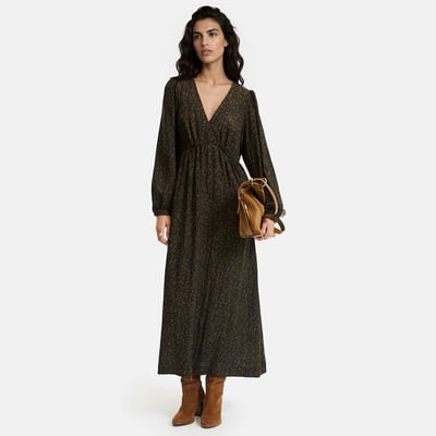 Robe longue imprimé léopard manches longues LA REDOUTE COLLECTIONS
