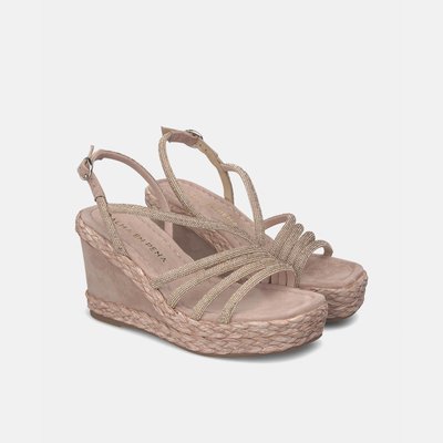 Sandales à talons compensés avec tressage et bout carré ALMA EN PENA