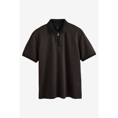 Polo à motif carré avec zip 3/4 NEXT