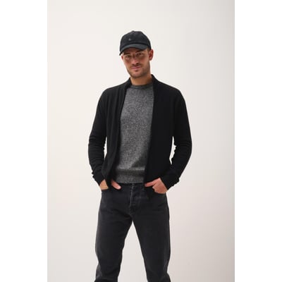 Gilet Zippé Col Montant Noir Alan JUST CASHMERE