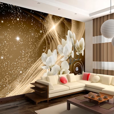 Papier peint intissé panoramique Fleurs Golden Milky Way EDEN