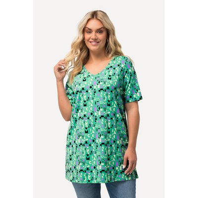 T-shirt, lettrage, coupe évasée, col V ULLA POPKEN