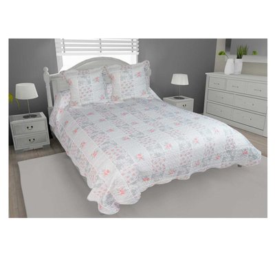 Couvre lit microfibre + taies jolie fleurs EDEN