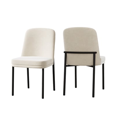 Lot de 2 chaises de salle à manger en velours avec pieds métal, DUORAUC MEUBLES COSY