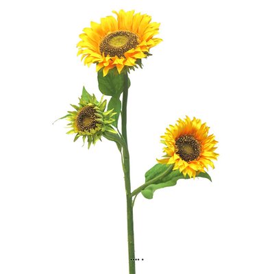 Tournesol artificiel en branche, 2 fleurs ARTIFICIELLES