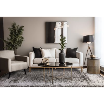 Premium Textured Contemporary Border Rug SO'HOME