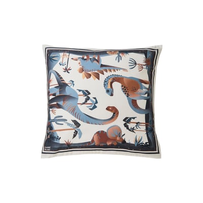 Taie d'oreiller carrée coton bio JURASSIC CARRE BLANC
