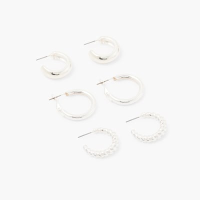 Set de 3 paires de petites créoles argentées BALABOOSTE