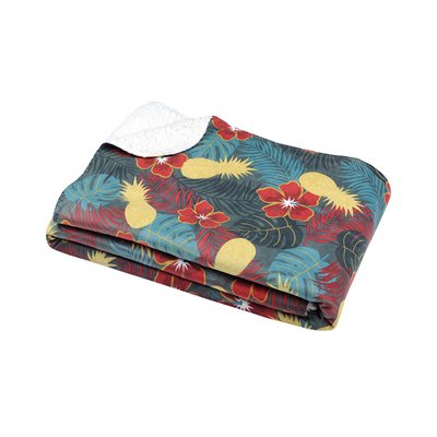 Plaid biface aux fleurs exotiques et colorées imitation fourrure LOVELY CASA