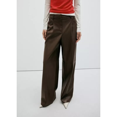 Pantalon large en cuir synthétique MANGO