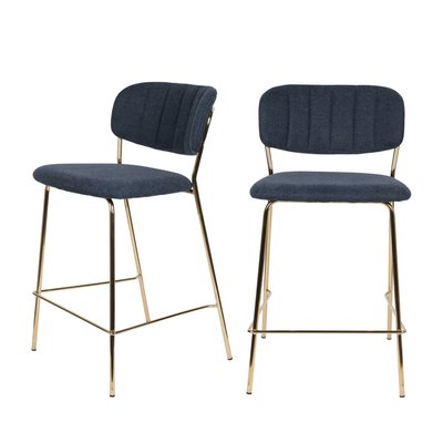 Lot de 2 tabourets de bar en tissu avec pieds dorés H65cm- JOLIEN DRAWER