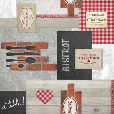 Nappe Toile cirée au mètre Bistrot retro DOUCEUR D'INTÉRIEUR