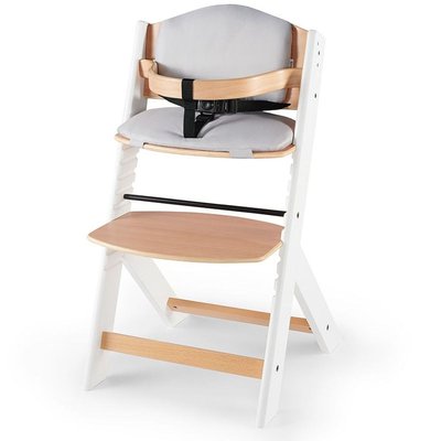 Chaise haute évolutive Enock naturel avec coussins gris et plateau KINDERKRAFT