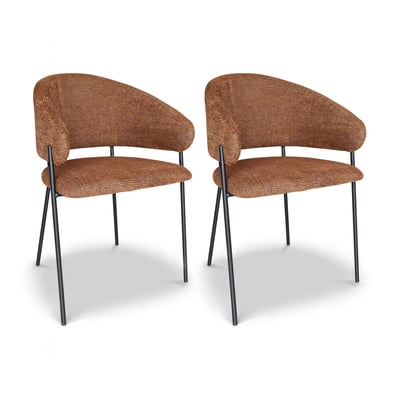 Lot de 2 fauteuils de table en tissu et pieds en métal, EROS NOW'S HOME