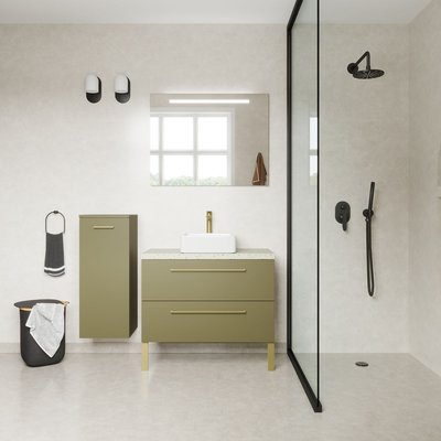 Ensemble vasque posée 2 tiroirs + miroir - GLASGOW HOMIFAB