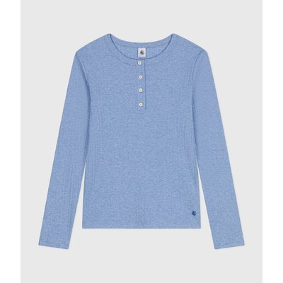 Geripptes Langarmshirt mit Henley-Ausschnitt PETIT BATEAU