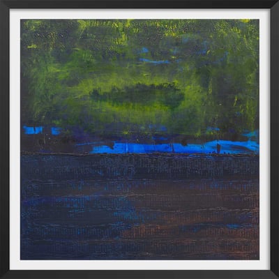 Affiche abstrait boreales bleues HEXOA