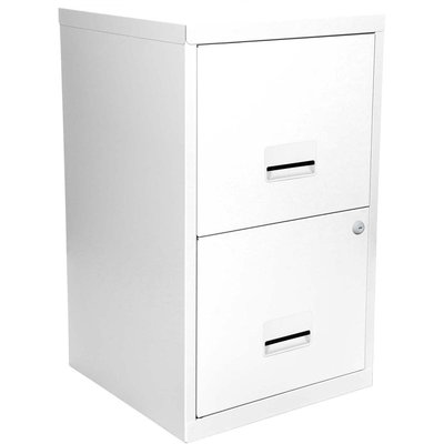 Colonne de rangement basse en acier 2 tiroirs Blanc mat PIERRE HENRY