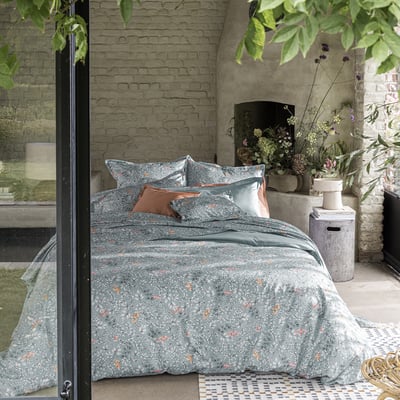 Housse de couette imprimée en satin de coton bio, CUEILLETTE ALEXANDRE TURPAULT