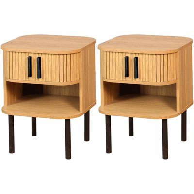 Table de nuit en lamelles bois et métal Kyoto (Lot de 2) AUBRY GASPARD