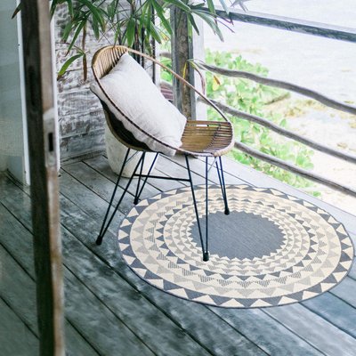 Tapis rond d'extérieur, kilim reversible EX1 C UN AMOUR DE TAPIS