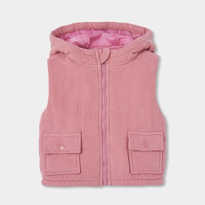 Doudoune sans manches fille en velours côtelé à capuche BOBOLI