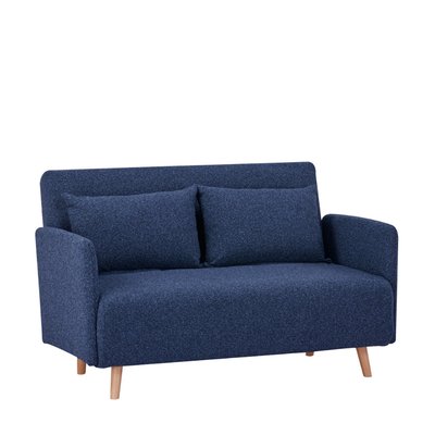 Canapé convertible 2 places en tissu bouclette pieds bois clair L120cm - Belushi DRAWER