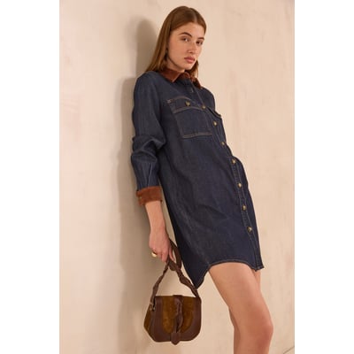 Robe droite en denim et velours côtelé PAULINA Maison 123