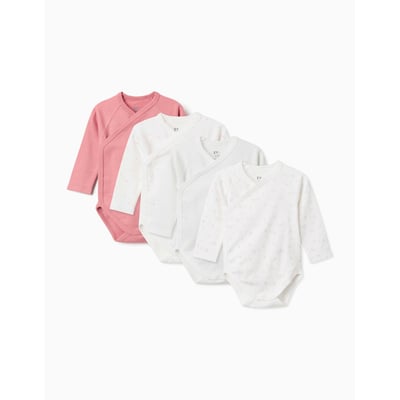 Lot de 4 bodys en coton croisés unis/imprimés ZIPPY