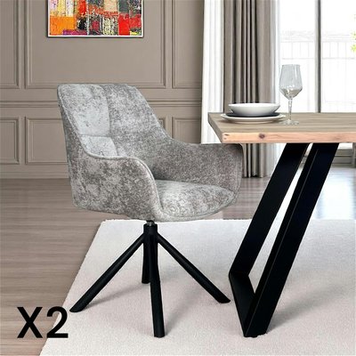 Fauteuil de table pivotant tissu gris (lot de 2) IENA PIER IMPORT