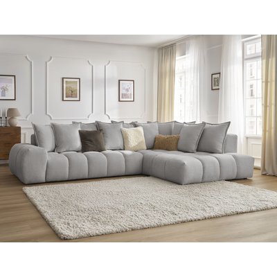 Canapé d'angle fixe 4 places en tissu texturé, EVEREST BOBOCHIC