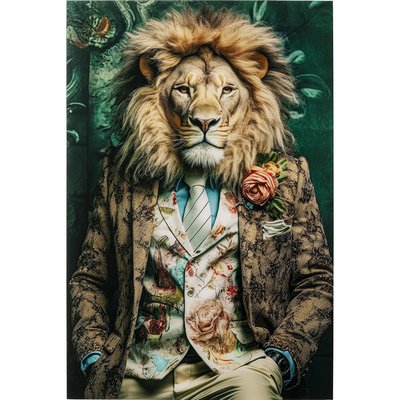 Tableau en verre lion costume 100x150cm KARE DESIGN