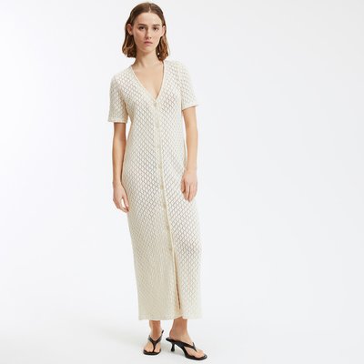 Crochet Maxi Dress, V-Neck, Short Sleeves LA REDOUTE COLLECTIONS