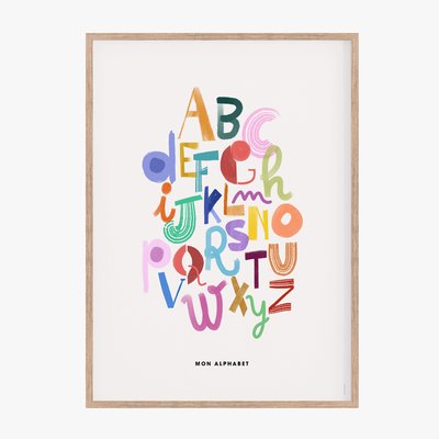 Mon alphabet I, affiche,  cadre chêne. 50cm x 70cm COTTON BIRD