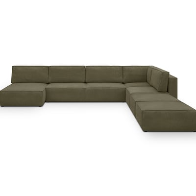Canapé d'angle droit convertible 8+2 places en velours côtelé - HARPER MOD HOMIFAB