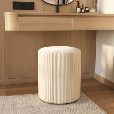 Pouf rond en velours côtelé - LILY MAISON PAVANE
