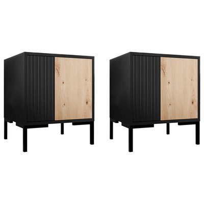 Cambridge - lot de 2 tables de chevet - bois et noir - 44 cm LISA DESIGN