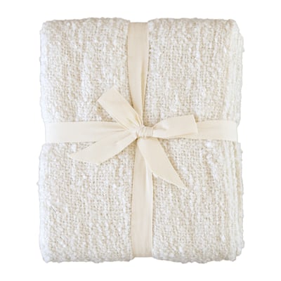 Plaid bouclette doux avec franges - QABANE HOME MAISON