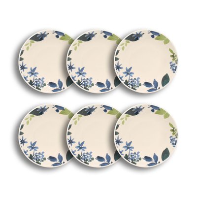 Lot de 6 assiettes creuses en grès 20,5cm, BLEUET NOVASTYL