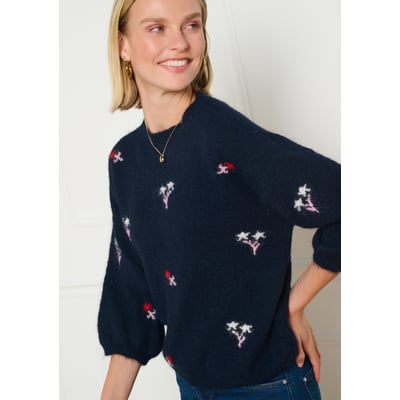 Pull jacquard fleuri LOLALIZA