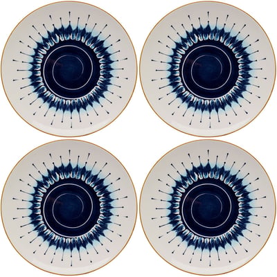 Lot de 4 assiettes plates en porcelaine, DALIA KARE DESIGN