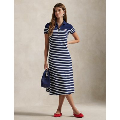 Robe midi évasée à rayures manches courtes POLO RALPH LAUREN
